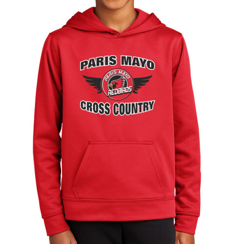 Mayo Redbirds Cross Country Design CC1 with Name on Back on a Port & Company® - Youth Performance Fleece Pullover Hooded Sweatshirt Thumbnail