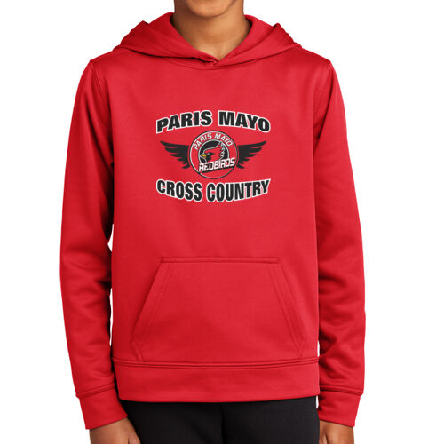 Mayo Redbirds Cross Country Design CC1 with Name on Back on a Port & Company® - Youth Performance Fleece Pullover Hooded Sweatshirt Thumbnail