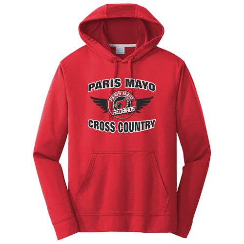Mayo Redbirds Cross Country Design CC1 with Name on Back on a Port & Company® - Performance Fleece Pullover Hooded Sweatshirt Thumbnail