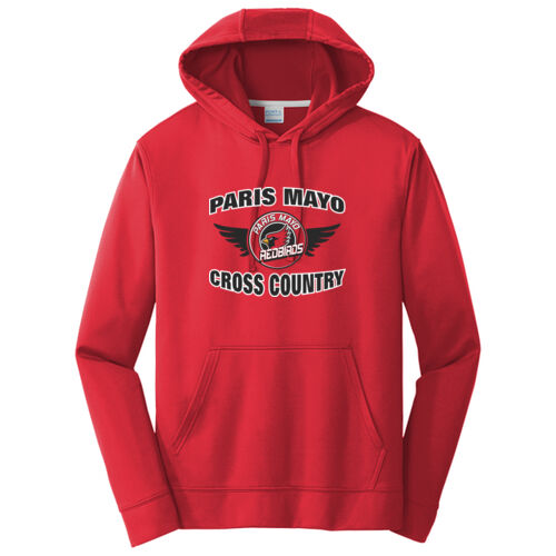 Mayo Redbirds Cross Country Design CC1 with Name on Back on a Port & Company® - Performance Fleece Pullover Hooded Sweatshirt Thumbnail