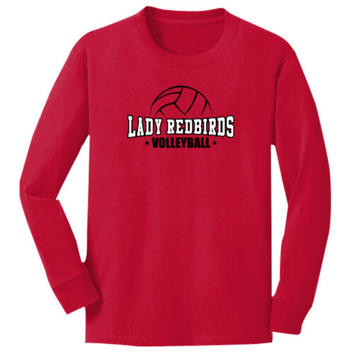 Lady Redbirds Volleyball Design LR1 on a Port & Company® - Youth Long Sleeve Core Cotton Tee Thumbnail
