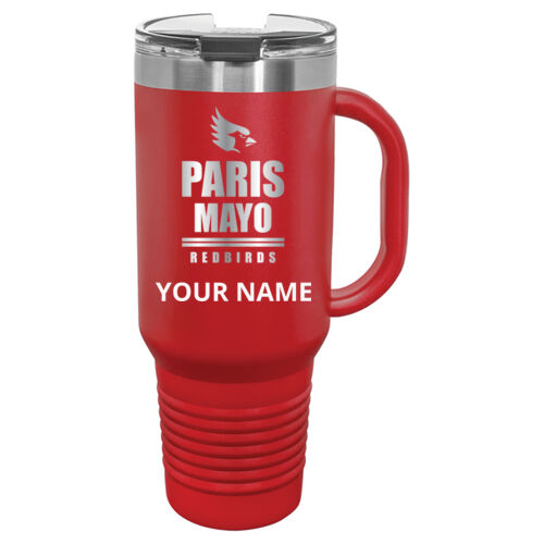 Mayo Redbirds Engraved Design MAE1 on a Polar Camel® - 40 oz. Travel Mug with Handle, Straw Included Thumbnail