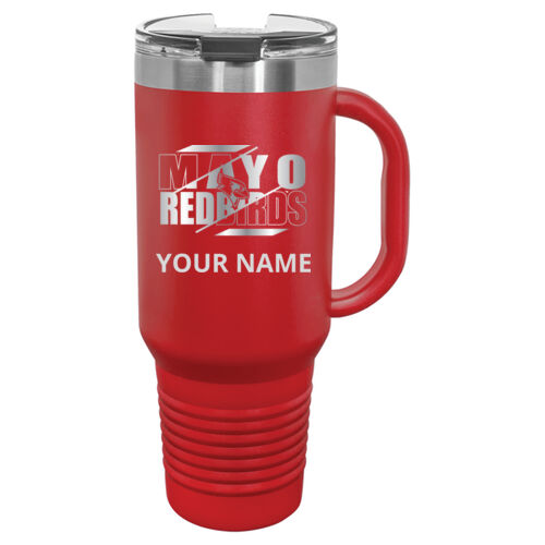 Mayo Redbirds Engraved Design MAE4 on a Polar Camel® - 40 oz. Travel Mug with Handle, Straw Included Thumbnail