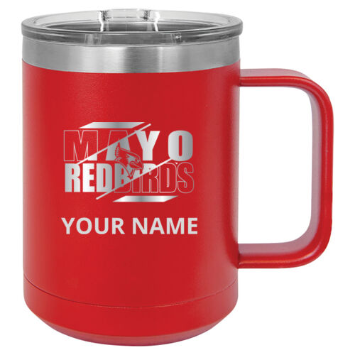 Mayo Redbirds Engraved Design MAE4 on a Polar Camel® - 15 oz. Vacuum Insulated Mug with Slider Lid Thumbnail
