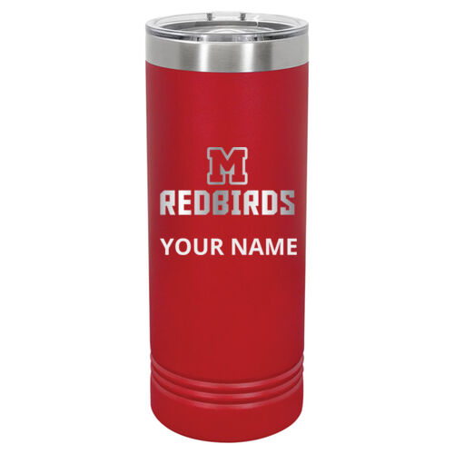 Mayo Redbirds Engraved Design MAE7 on a Polar Camel® - 22 oz. Skinny Tumbler with Slider Lid Thumbnail