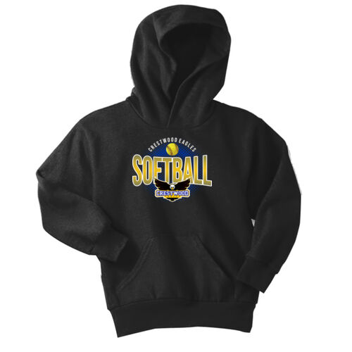 Crestwood Eagles Softball Design CS1 on a Port & Company® - Youth Core Fleece Pullover Hooded Sweatshirt Thumbnail
