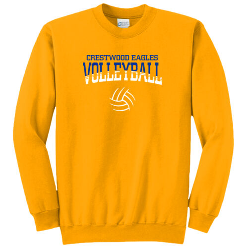 Crestwood Eagles Volleyball Design CV2 with name & number on Sleeve on a Port & Company® - Core Fleece Crewneck Sweatshirt Thumbnail