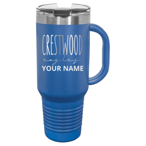 Crestwood Eagles Design CEE2 Engraved on a Polar Camel® - 40 oz. Travel Mug with Handle, Straw Included Thumbnail