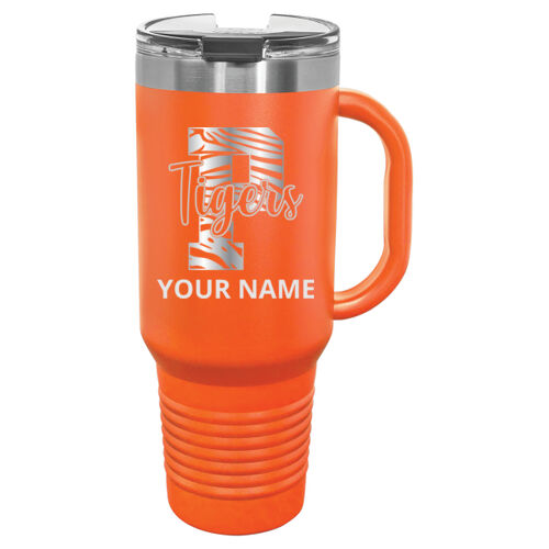 Paris Tigers Design PTE6 Engraved on a Polar Camel® - 40 oz. Travel Mug with Handle, Straw Included Thumbnail