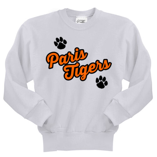 Paris Tigers Design PT1 on a Port & Company® - Youth Core Fleece Crewneck Sweatshirt Thumbnail