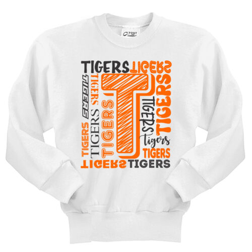 Paris Tigers Design PT16 on a Port & Company® - Youth Core Fleece Crewneck Sweatshirt Thumbnail